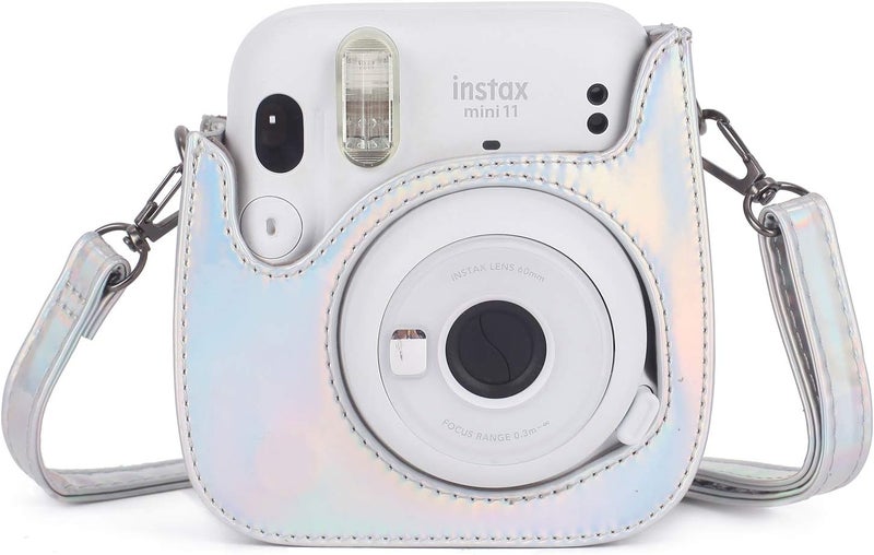 Phetium Instant mini 12 Camera Protective Case Compatible with Instax Mini 12 11,PU Leather Bag with Pocket and Adjustable Shoulder Strap (Magic Silver) - Image 3